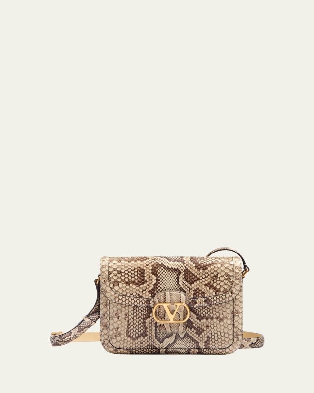 9 to 5 Python-Print Leather Shoulder Bag